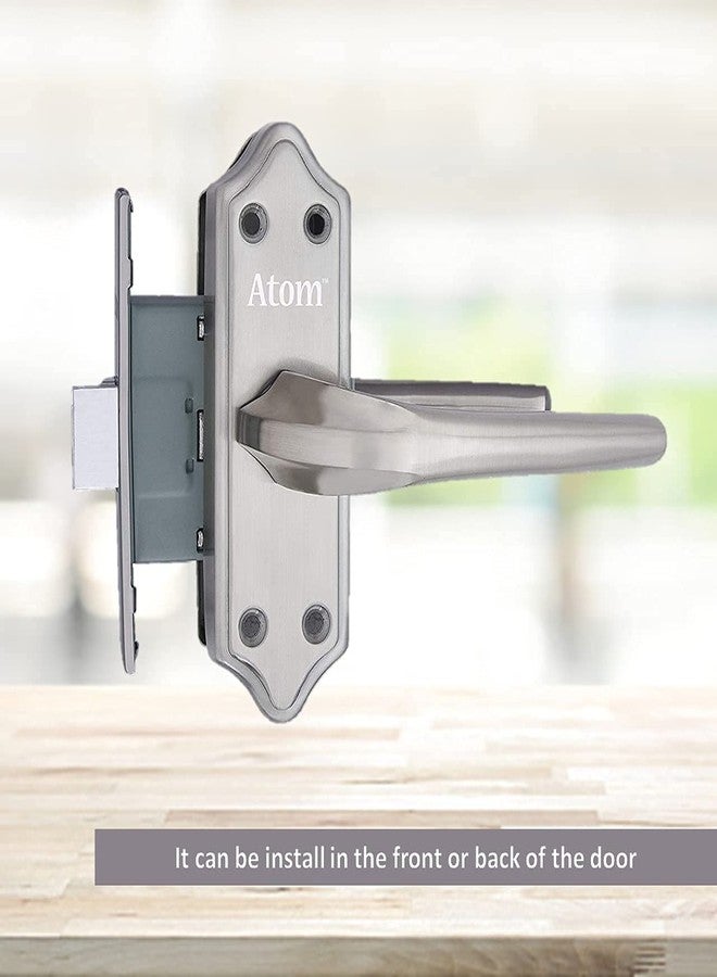 Atom Stainless Steel Bathroom Door Lock, Mortise Door Handle with Baby Latch Lock, Silver Satin Finish, Keyless, Bathroom Lockset for Door, Balcony Toilet Washroom, Skala-Bl - Image 5